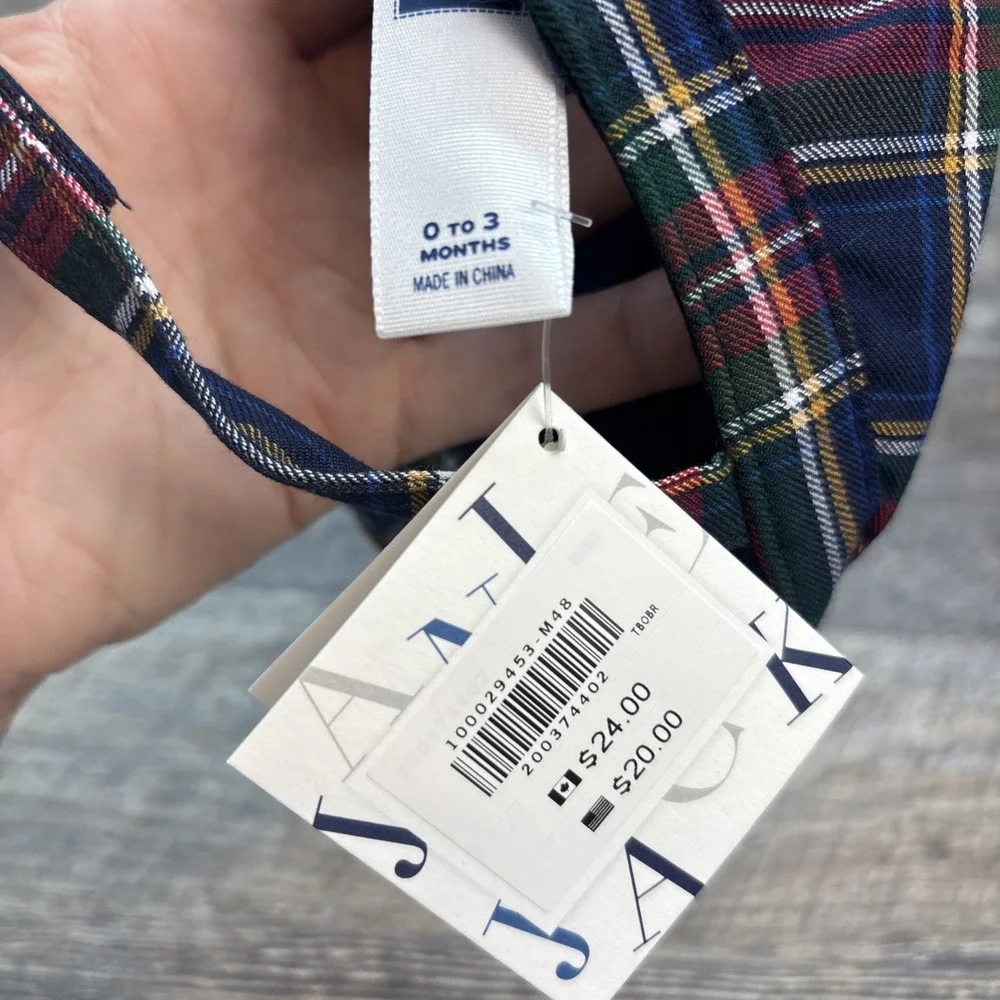 Janie and Jack 0-3 Months Plaid Cap‎ NEW